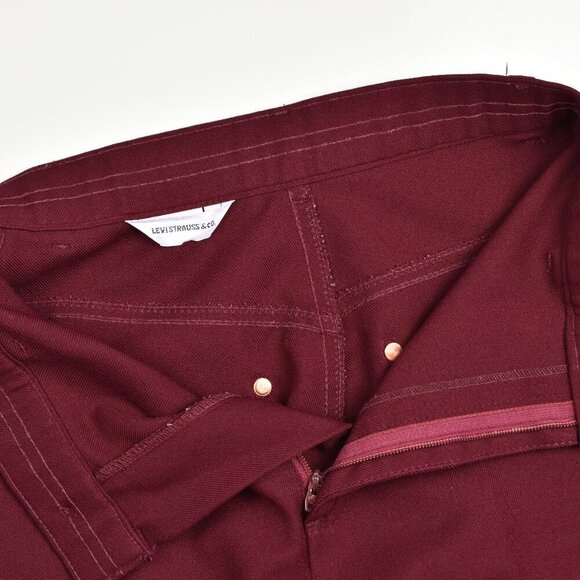 Vintage Levi's 70's Polyester Pocket Burgundy Pants - 26 - Picture 6 of 8